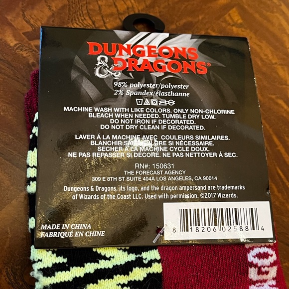 Dungeon and Dragons socks! New osfm mens. - Picture 4 of 8